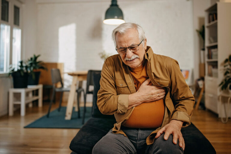 Senior man has chest pain